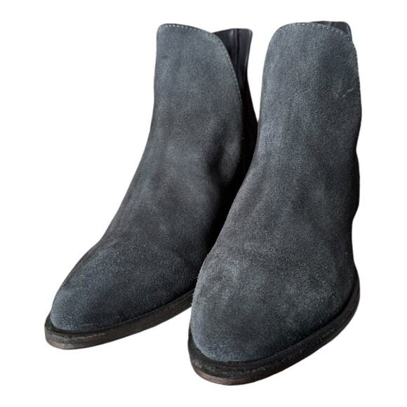 Free People Charm Double-V Suede Pull On Ankle Boots in Navy size 36.5 (6) - Picture 15 of 16